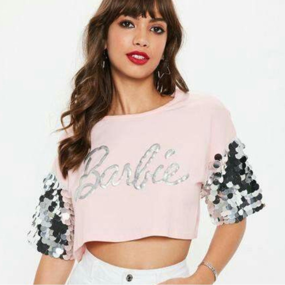 Sequin Barbie Crop Tee